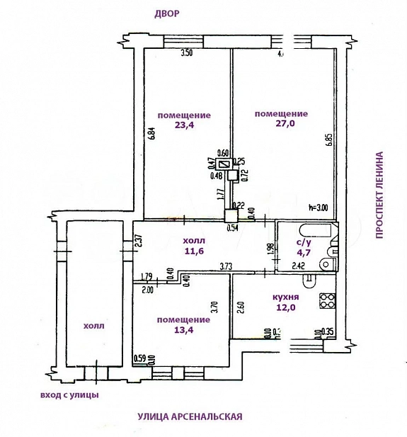 91 м², 3-комнатная квартира