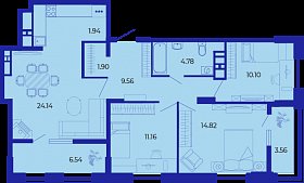 3 комнаты, 90.8&nbsp;м²