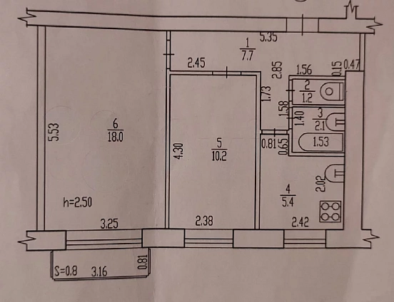 44.6 м², 2-комнатная квартира