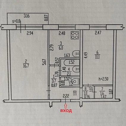 44 м², 2-комнатная квартира